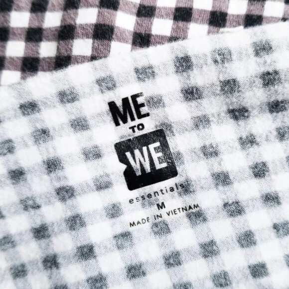 Pacsun B&W Cottagecore Style Gingham Print Off the Shoulder Lace Up Crop Top - Picture 3 of 6